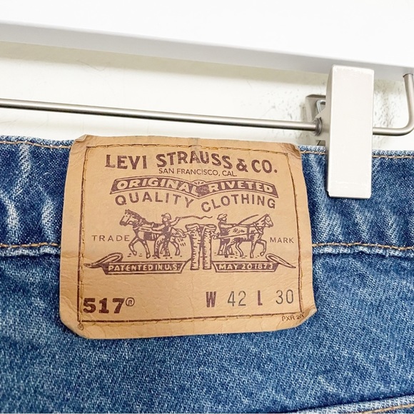 Vintage Levi’s 517 Bootcut Blue Jeans Orange Tab Size 42 x 30 USA Made Denim - Picture 5 of 11